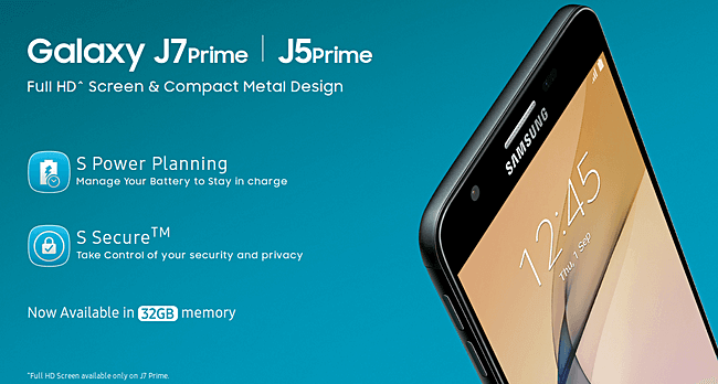 new Galaxy J5 Prime and Galaxy J7 Prime with 32GB of storage