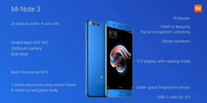 Xiaomi-Mi-Note-3 Xiaomi unveils Mi Note 3 with 6 GB of RAM and dual camera setup