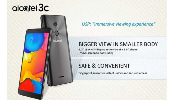 Alcatel 3C Alcatel 3C with 6-inch HD+ bezel-less display launched