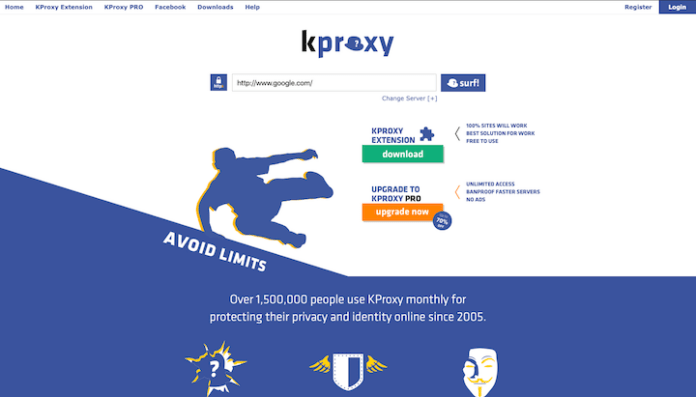 Kproxy access blocked websites anonymously through kproxy
