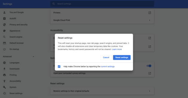 How to Reset Chrome to Default Settings