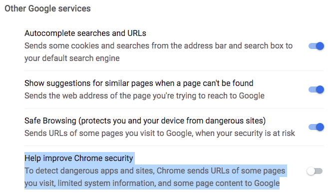 Hidden Chrome Settings