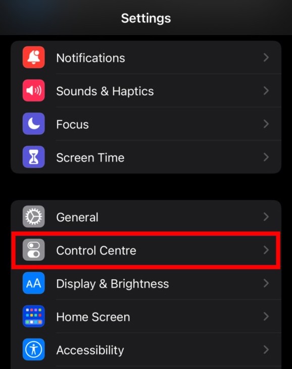 open the control centre