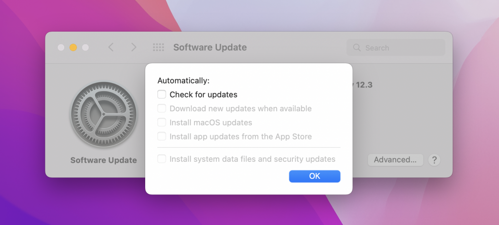 How to turn off app updates on Mac?