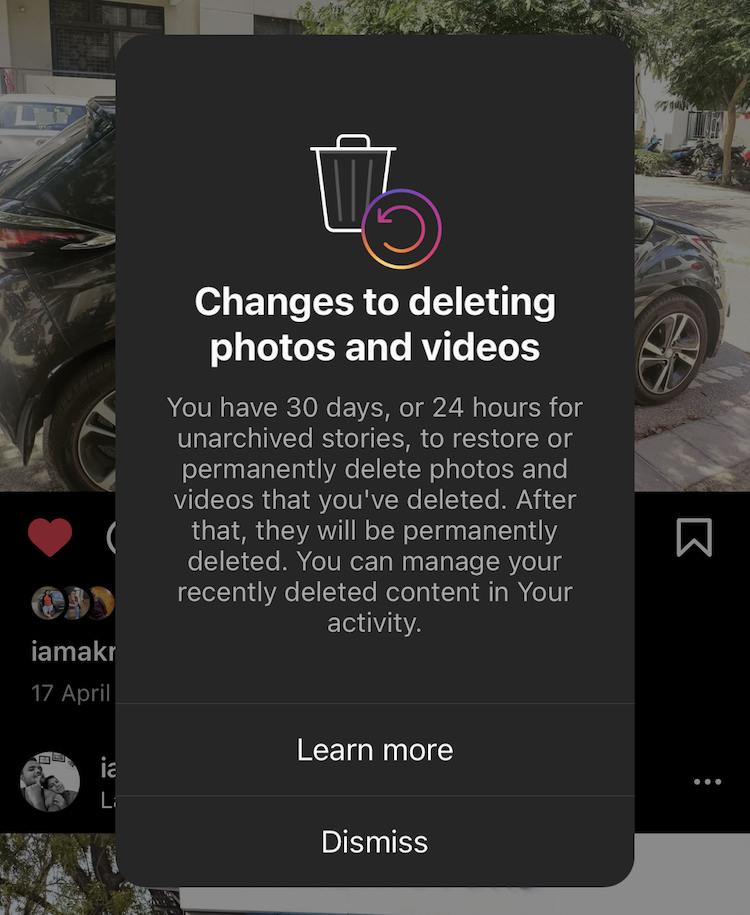 How to quickly restore deleted Instagram content