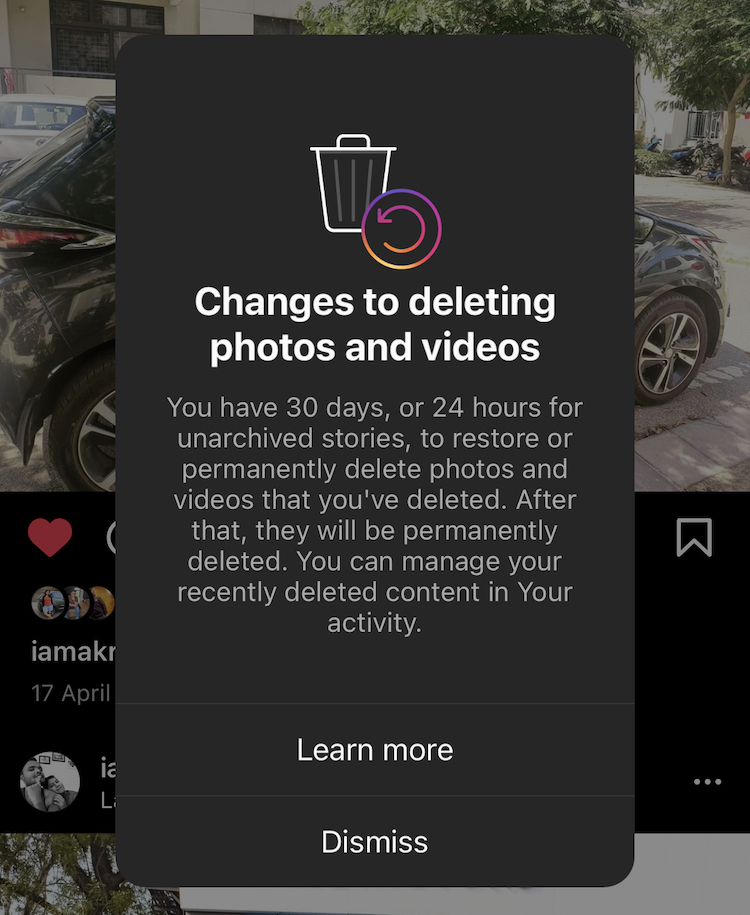 How to quickly restore deleted Instagram content